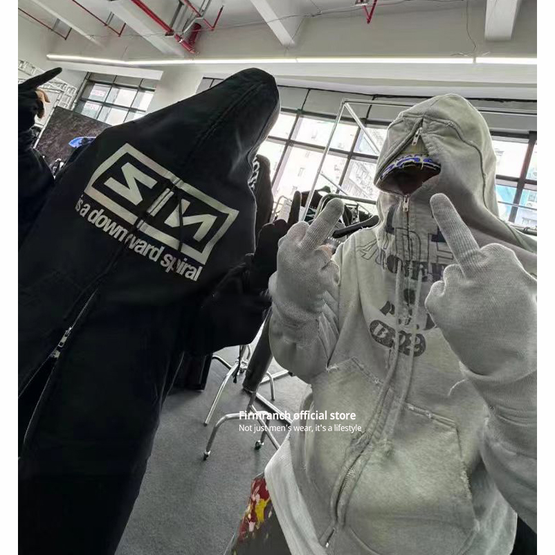Street Fashion Zip Up Hoodie - Firmranch New Autumn Winter Korean Archive