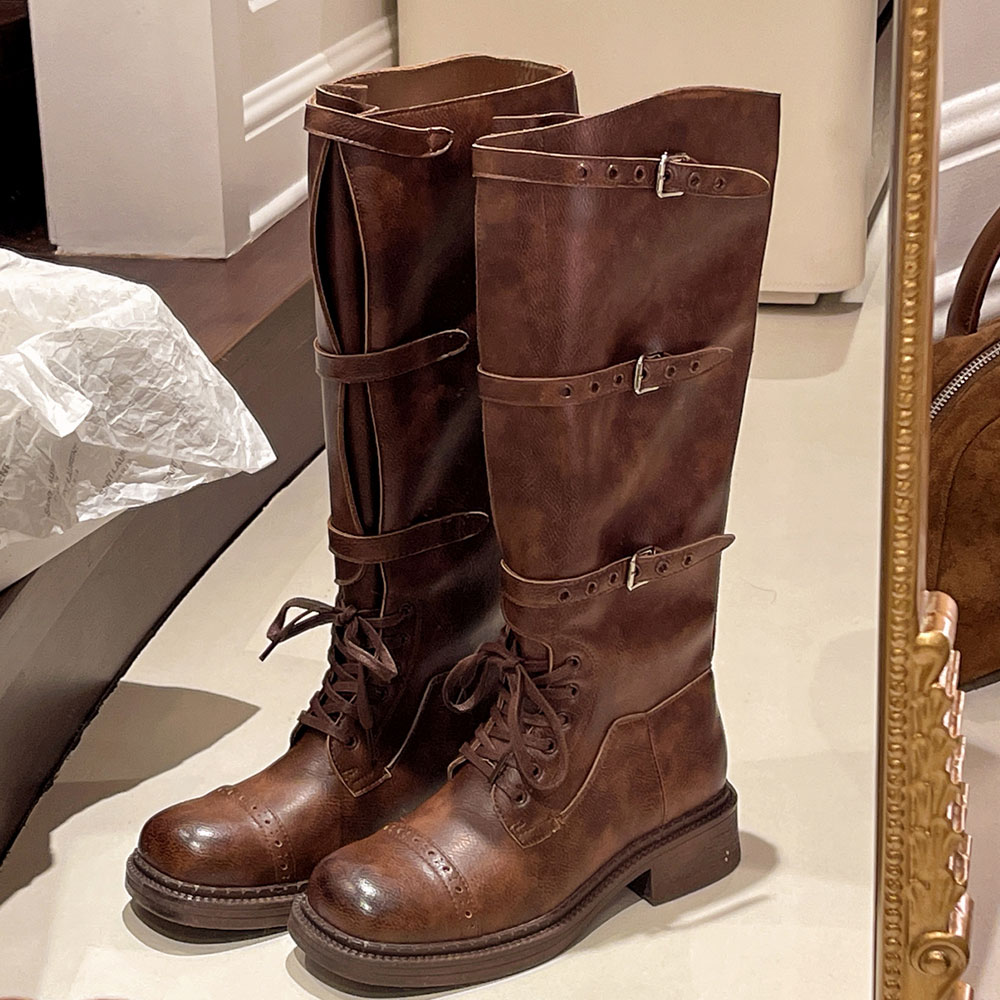Street Fashion Youtube - Women's Knee High Boots Vintage Belt