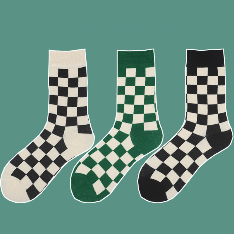Street Fashion Youtube - Women's Socks Black Checkerboard Couple Socks
