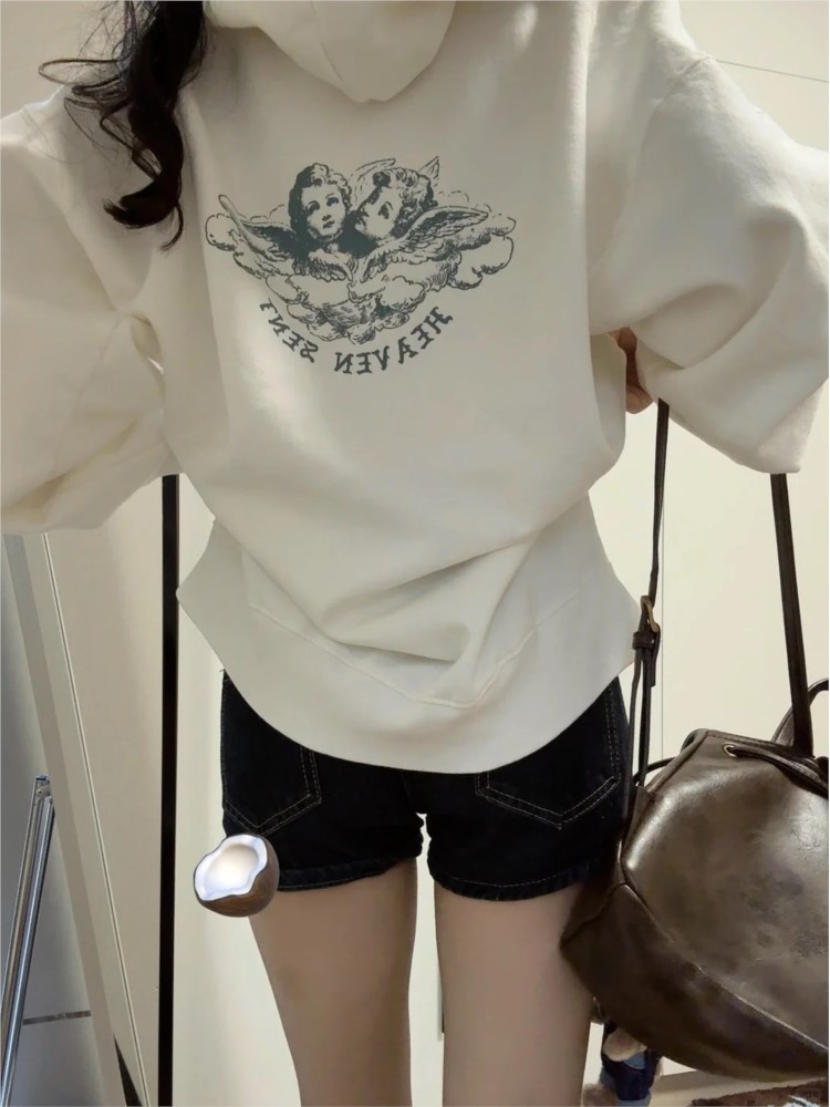 Street Fashion Zip Up Hoodie - White Vintage Zip-up Hoodies Women Autumn
