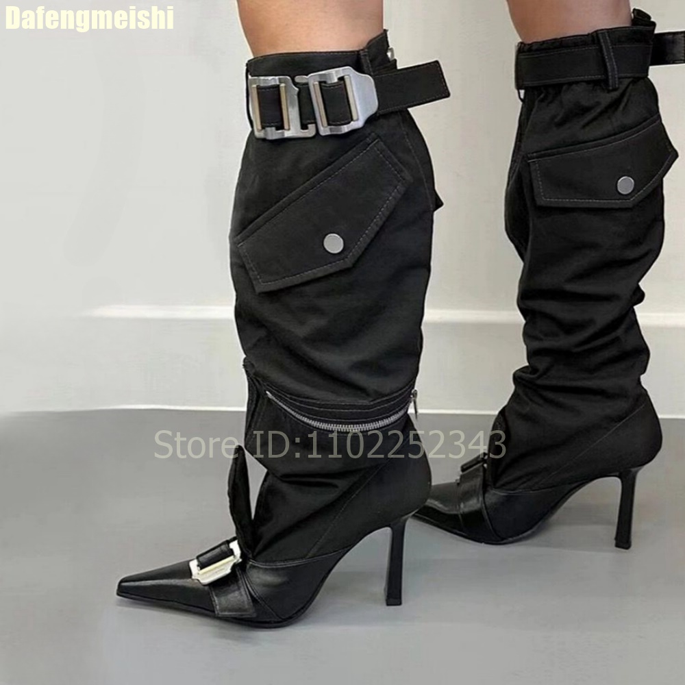 Street Fashion Rome 2025 - 2026 Autumn Women Knee-High Boots Metal