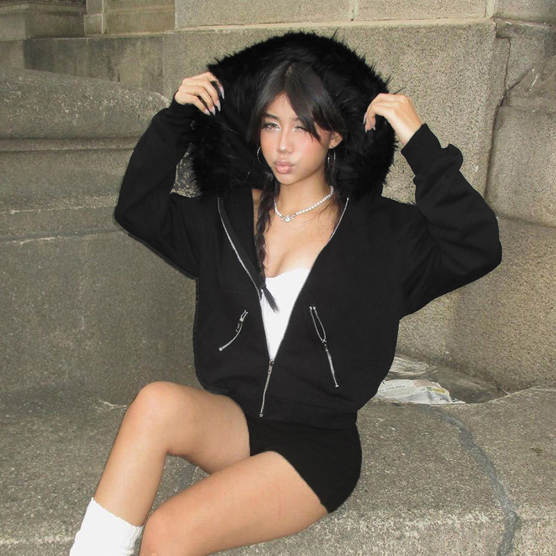 Street Fashion Zip Up Hoodie - Vintage Women's Zip up Hoodies Streetwear