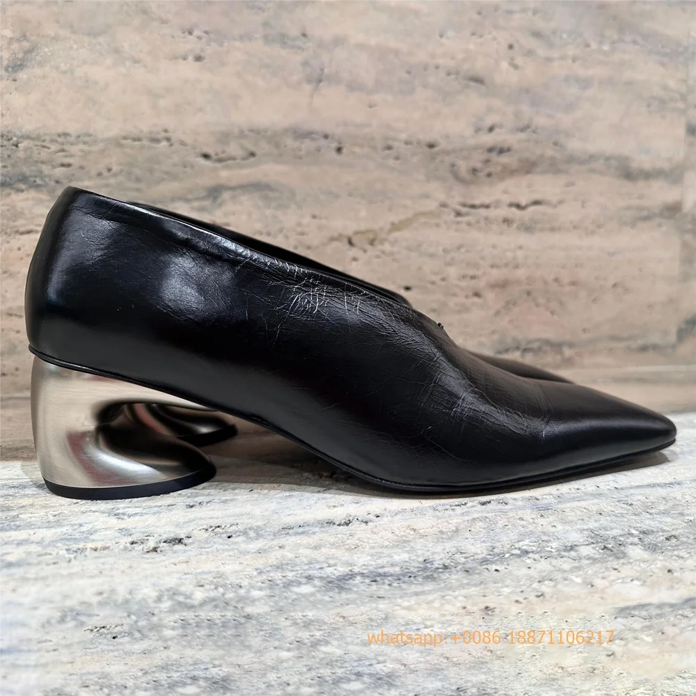 Street Fashion Rome 2025 - Genuine Leather Weird Heel Women's Pumps