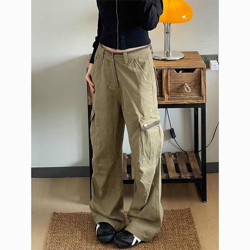 Street Fashion In Japanese - New Baggy Khaki Cargo Pants Women