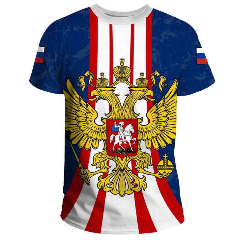 Street Fashion Russia - Fashion Russia Flag Badge T-shirt For