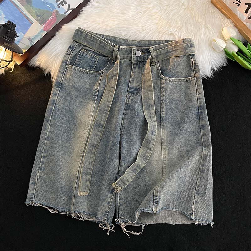 Summer Thin Fringed Denim Shor - Street Fashion In Japanese 评论和价格