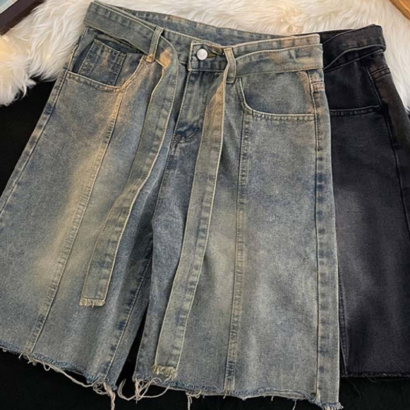 Summer Thin Fringed Denim Shor - Street Fashion In Japanese 评论和价格