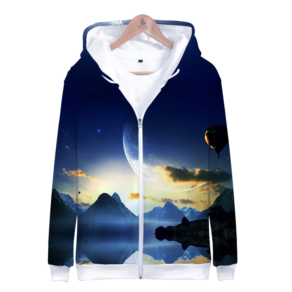 Children Star Space Galaxy Hoo - Street Fashion Zip Up Hoodie 评论和价格