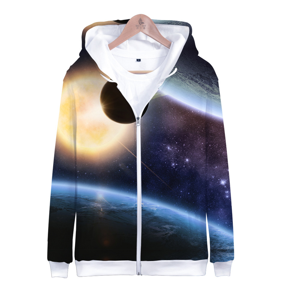Children Star Space Galaxy Hoo - Street Fashion Zip Up Hoodie 评论和价格