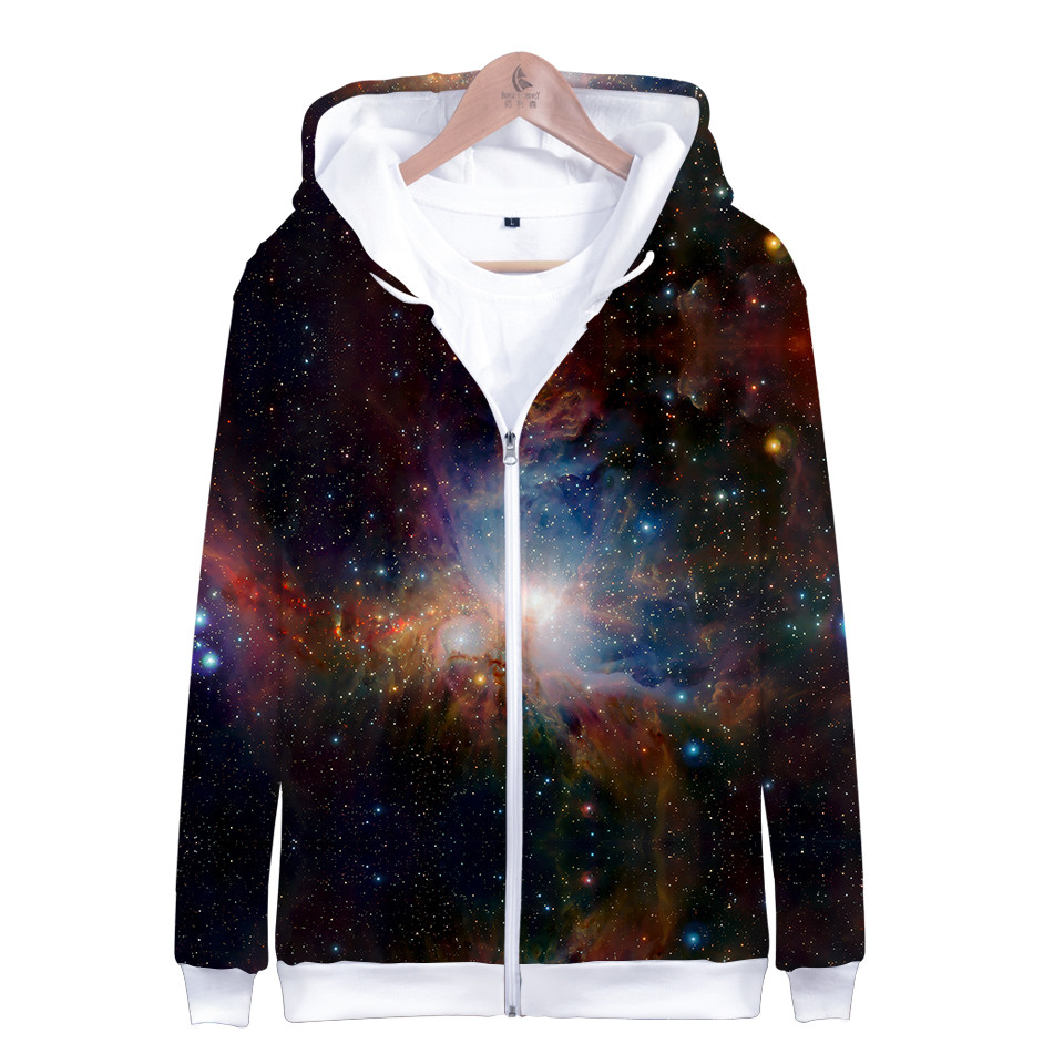 Children Star Space Galaxy Hoo - Street Fashion Zip Up Hoodie 评论和价格