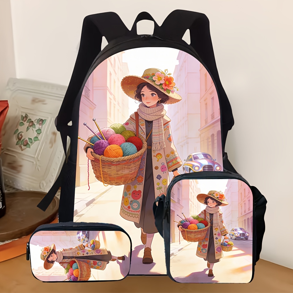 3pcs 2D Flat Backpack Three-Pi - Street Fashion China Beautiful Girls 评论和价格