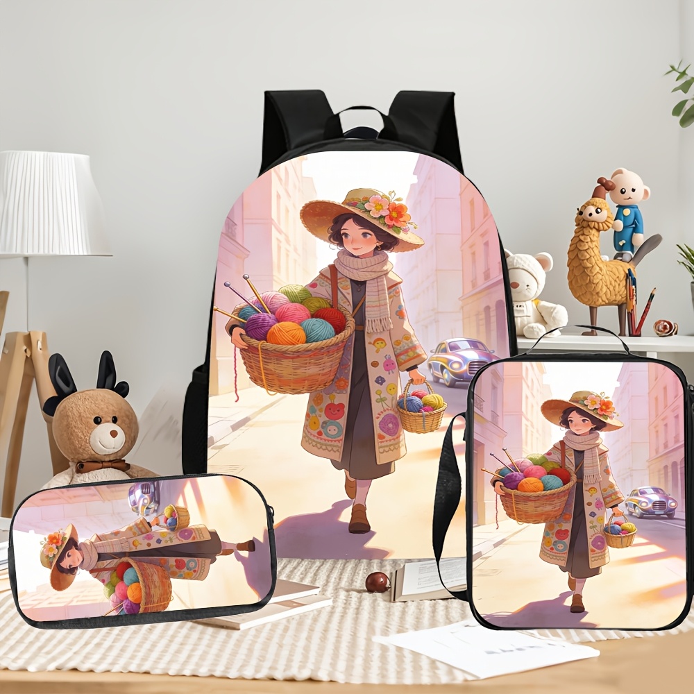 3pcs 2D Flat Backpack Three-Pi - Street Fashion China Beautiful Girls 评论和价格