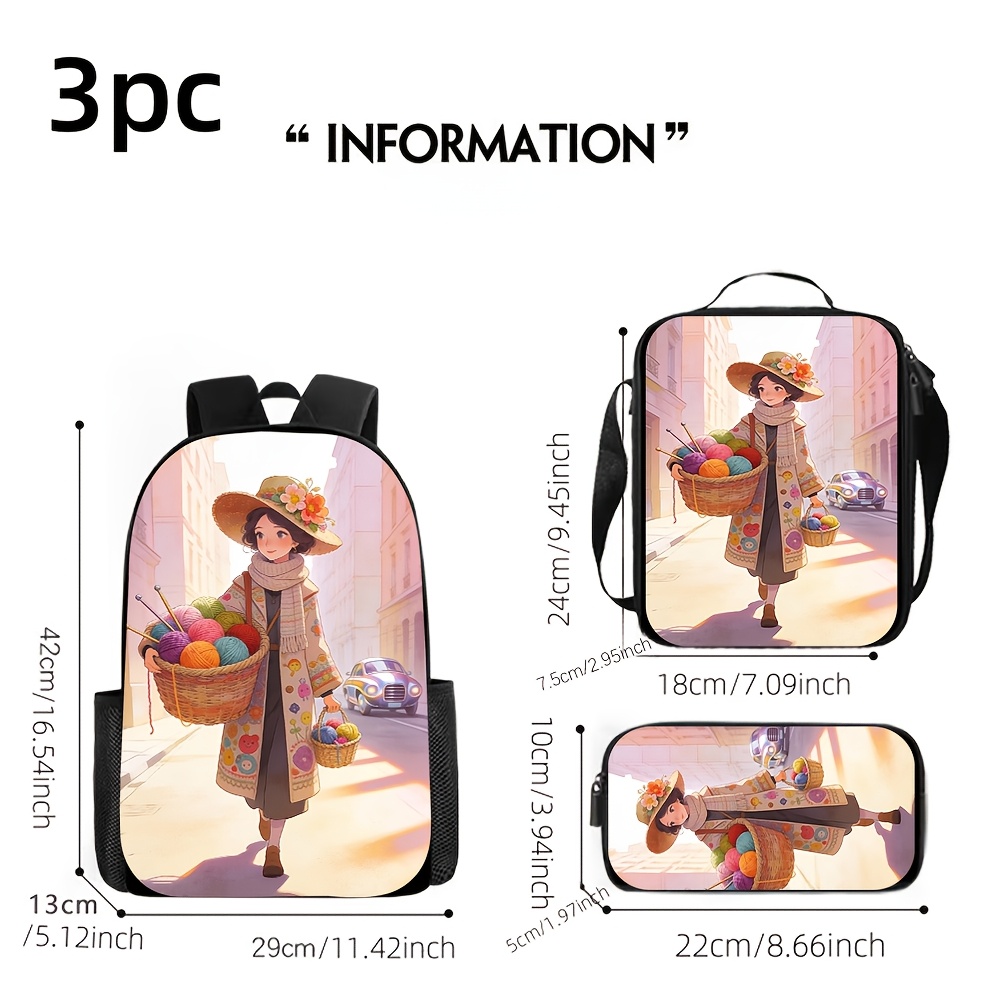 3pcs 2D Flat Backpack Three-Pi - Street Fashion China Beautiful Girls 评论和价格