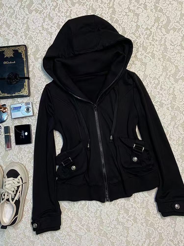 Black Fashion New Trend Women  - Street Fashion Zip Up Hoodie 评论和价格