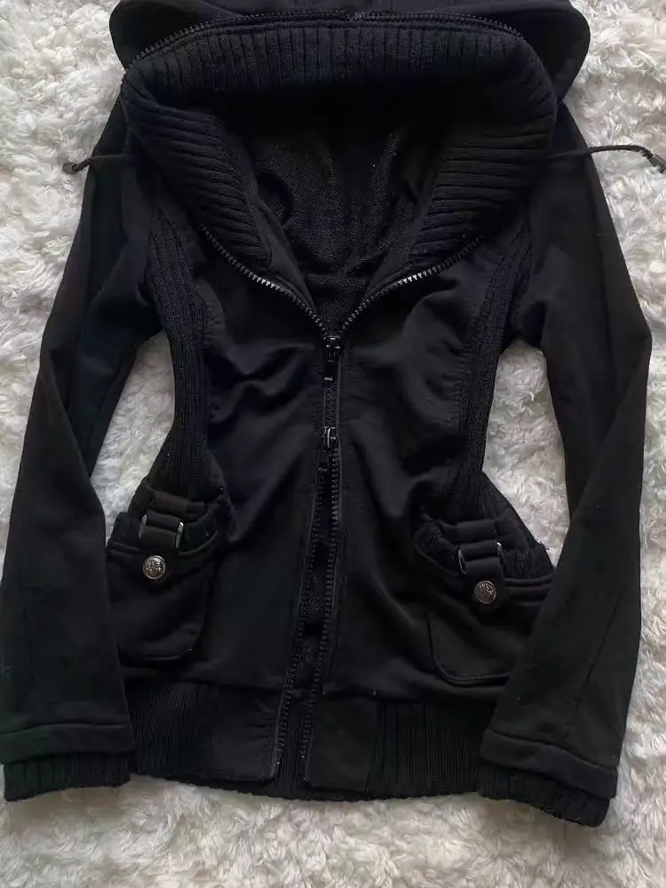 Black Fashion New Trend Women  - Street Fashion Zip Up Hoodie 评论和价格