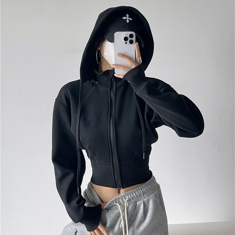 Women Crop Hoodie Sweatshirts  - Street Fashion Zip Up Hoodie 评论和价格