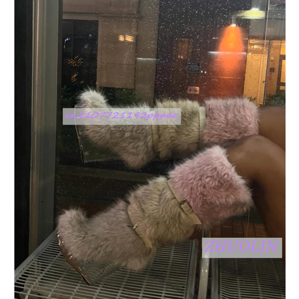Winter Gradient Furry Transpar - Street Fashion Trends 评论和价格