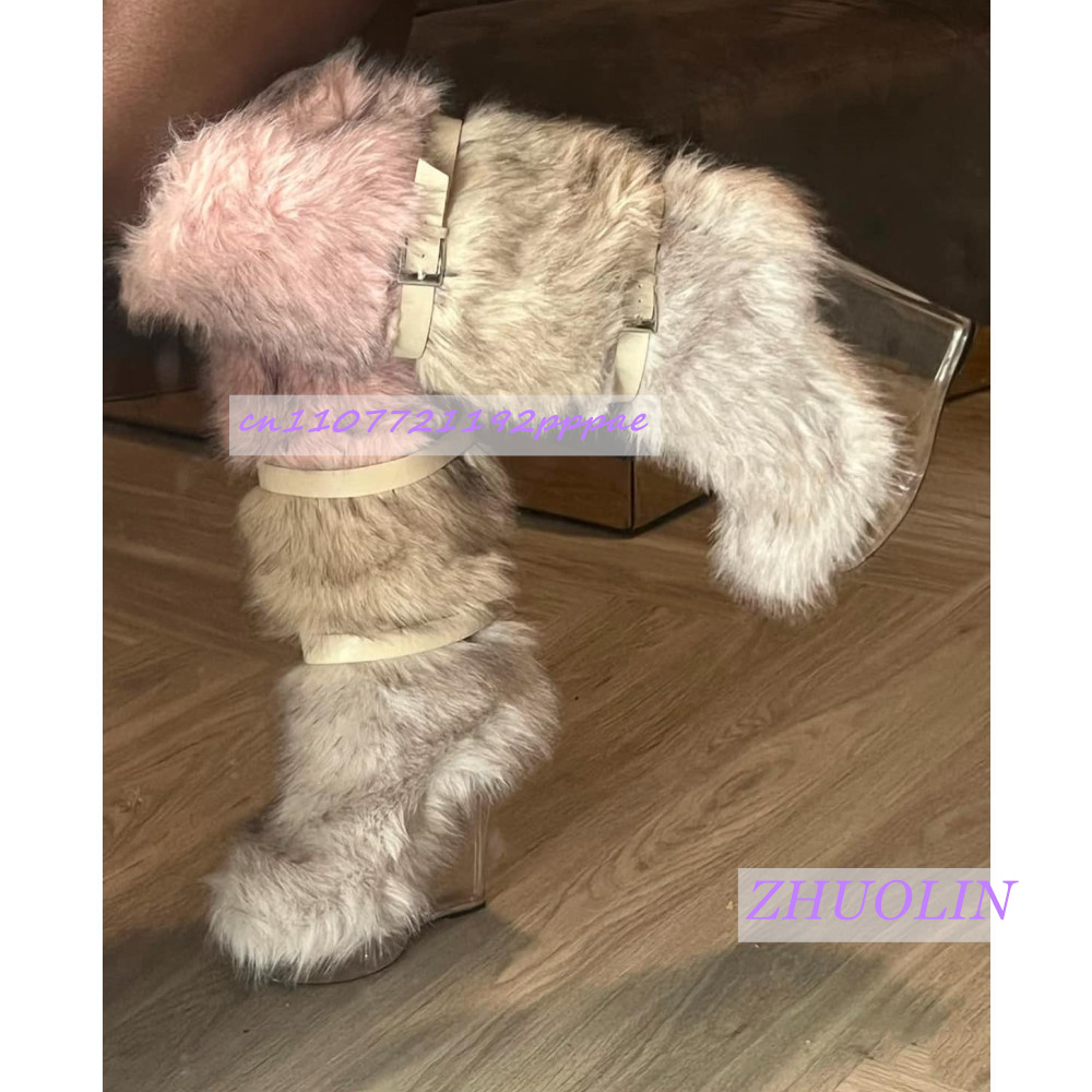 Winter Gradient Furry Transpar - Street Fashion Trends 评论和价格