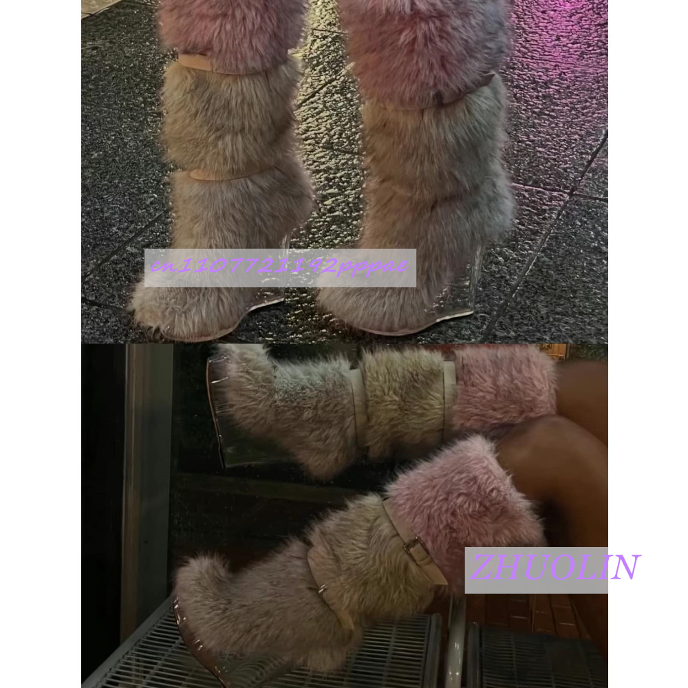 Winter Gradient Furry Transpar - Street Fashion Trends 评论和价格