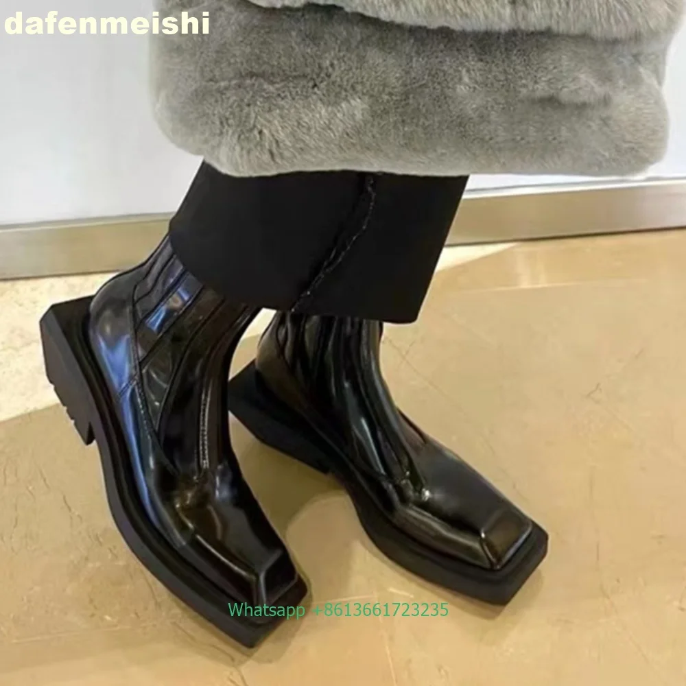 Black Patent Leather Square To - Street Fashion Rome 2025 评论和价格