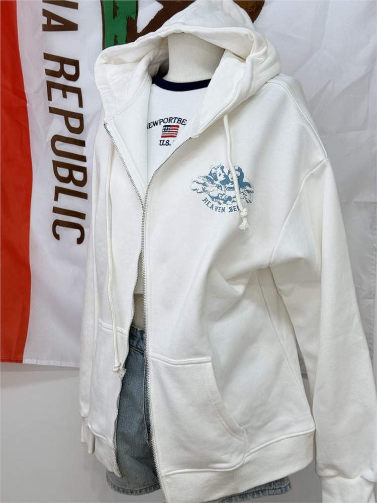 White Vintage Zip-up Hoodies W - Street Fashion Zip Up Hoodie 评论和价格