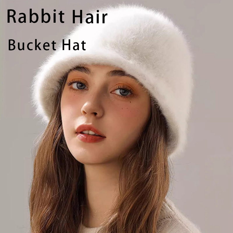 Winter Rabbit Hair Bucket Hat  - Street Fashion Russia 评论和价格