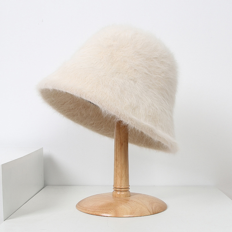 Winter Rabbit Hair Bucket Hat  - Street Fashion Russia 评论和价格