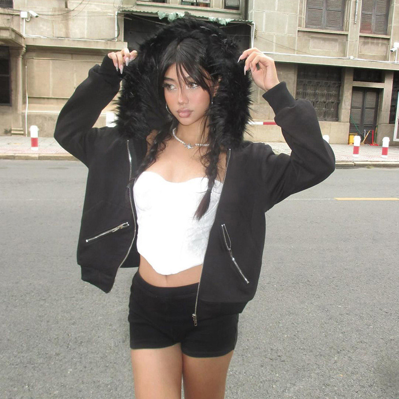 Vintage Women's Zip up Hoodies - Street Fashion Zip Up Hoodie 评论和价格