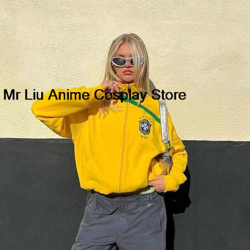 Y2k Brasil Flag Jacket Retro F - Street Fashion Brazil 评论和价格