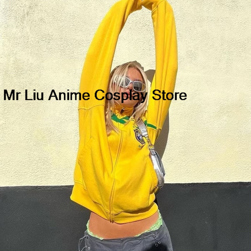 Y2k Brasil Flag Jacket Retro F - Street Fashion Brazil 评论和价格