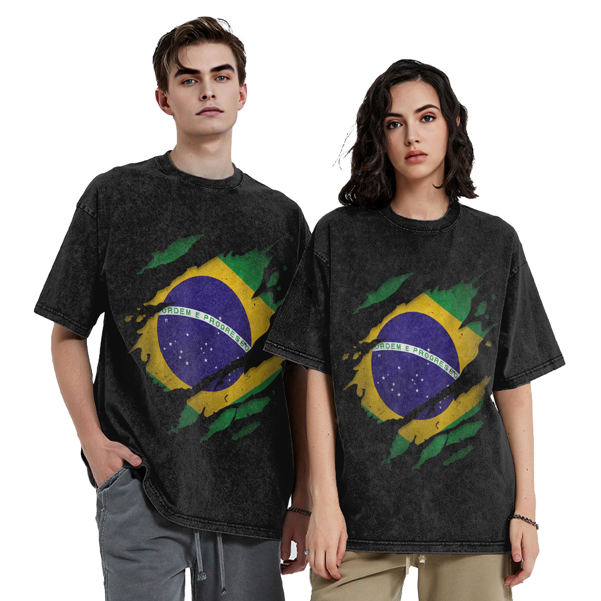 Brazil Brazilian Flag Washed T - Street Fashion Brazil 评论和价格