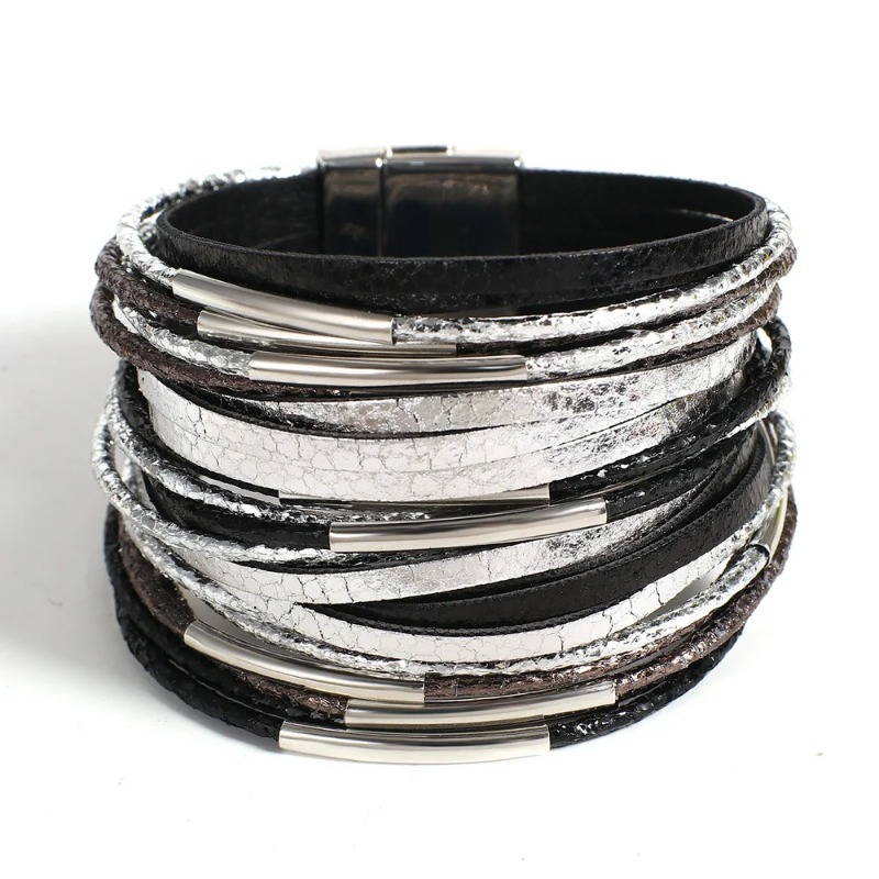 Multilayer Wrap Leather Bracel - Street Fashion Youtube 评论和价格