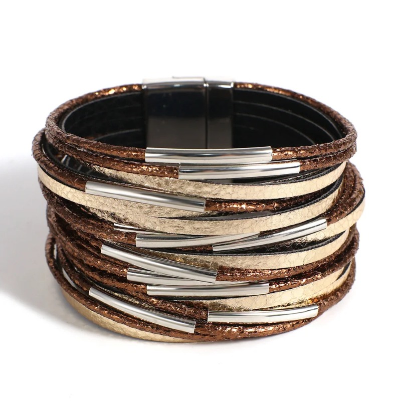 Multilayer Wrap Leather Bracel - Street Fashion Youtube 评论和价格