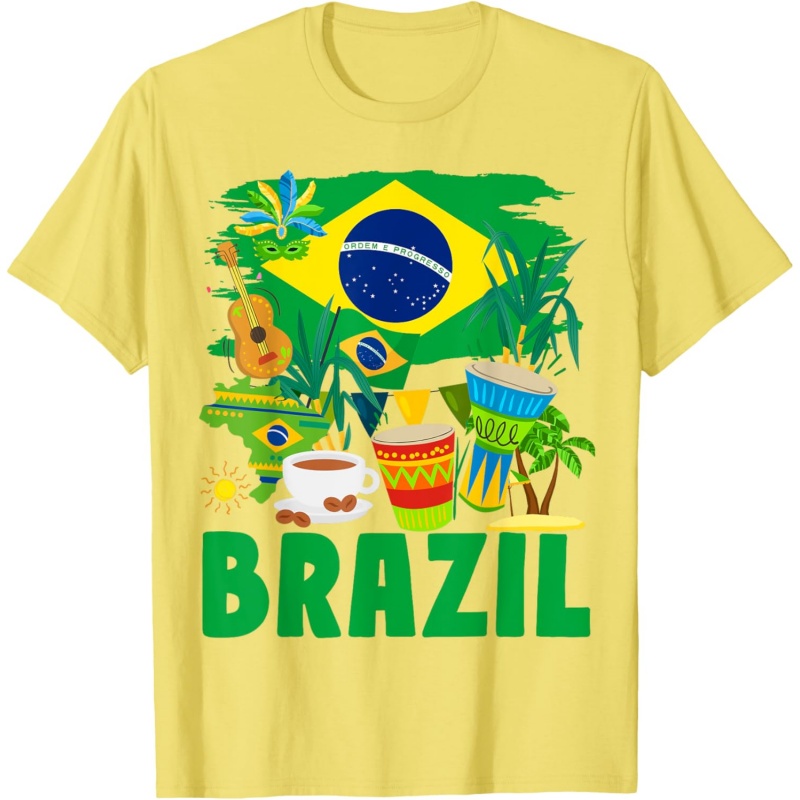 3D Printed Brazil Music T-Shir - Street Fashion Brazil 评论和价格