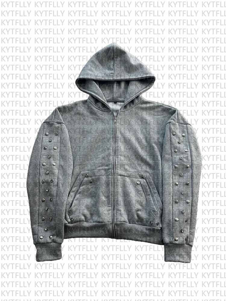 2025 Fall/Winter Fashion Gray  - Street Fashion Zip Up Hoodie 评论和价格