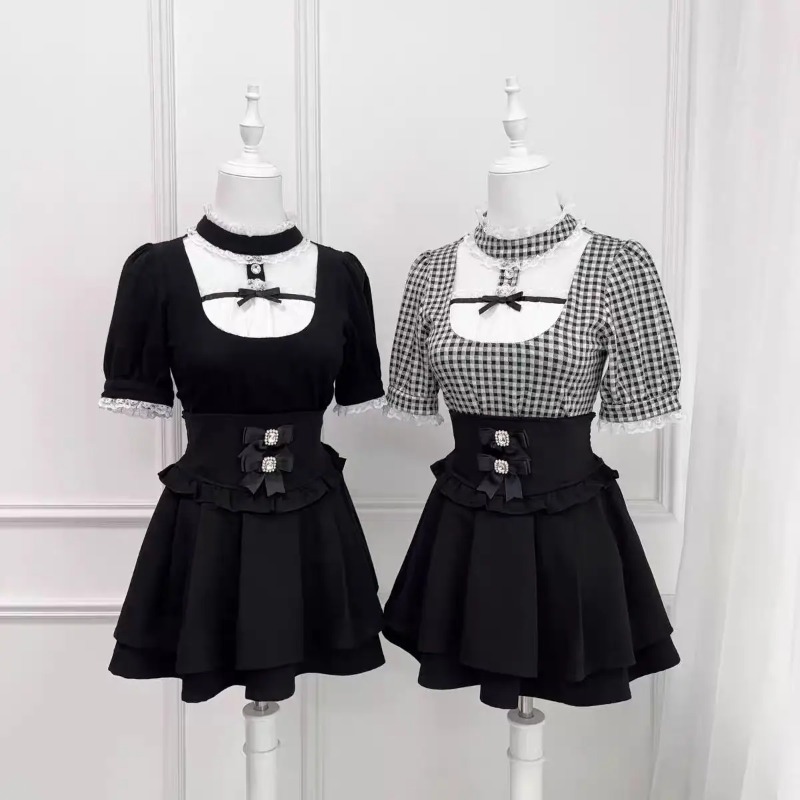 Gothic Sweet Ruffle Lace Plaid - Street Fashion In Japanese 评论和价格