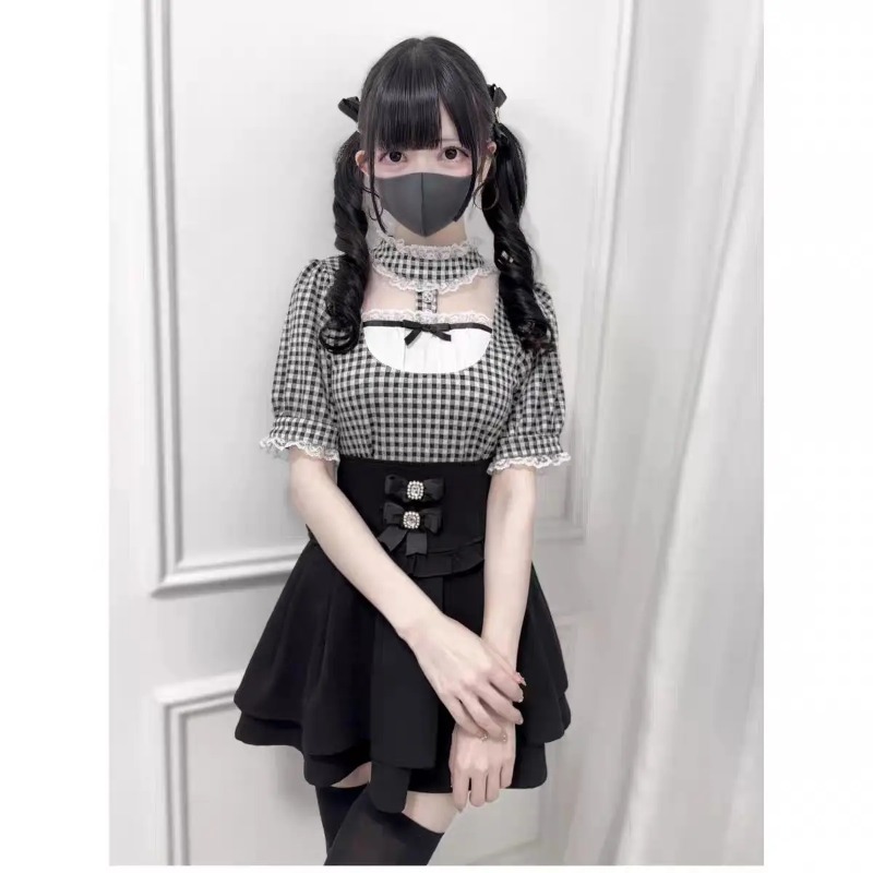 Gothic Sweet Ruffle Lace Plaid - Street Fashion In Japanese 评论和价格